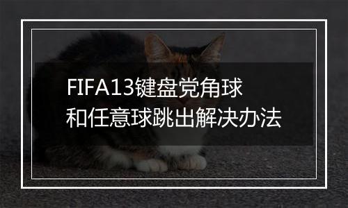 FIFA13键盘党角球和任意球跳出解决办法