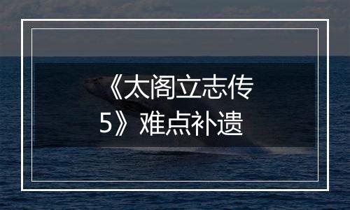 《太阁立志传5》难点补遗