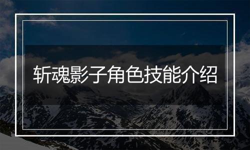 斩魂影子角色技能介绍