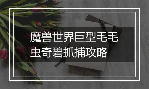 魔兽世界巨型毛毛虫奇碧抓捕攻略