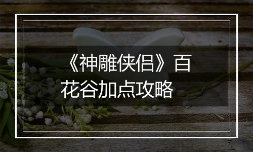 《神雕侠侣》百花谷加点攻略