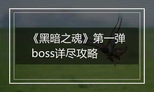 《黑暗之魂》第一弹 boss详尽攻略
