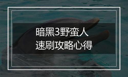 暗黑3野蛮人速刷攻略心得