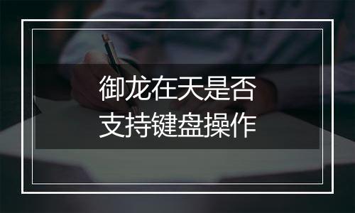御龙在天是否支持键盘操作