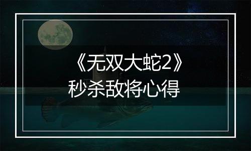 《无双大蛇2》秒杀敌将心得
