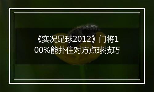 《实况足球2012》门将100%能扑住对方点球技巧