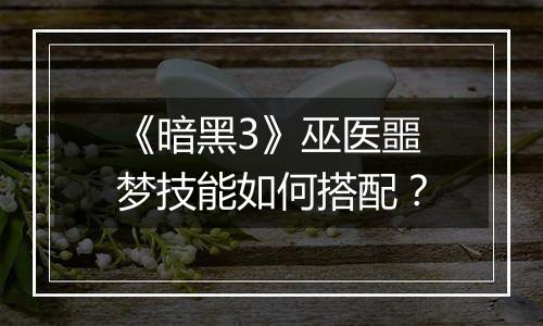 《暗黑3》巫医噩梦技能如何搭配？