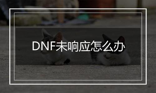 DNF未响应怎么办