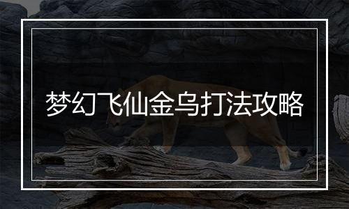 梦幻飞仙金乌打法攻略