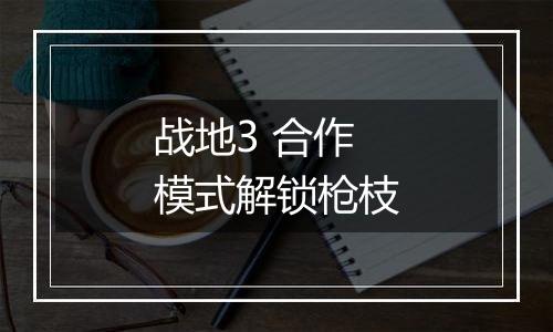 战地3 合作模式解锁枪枝