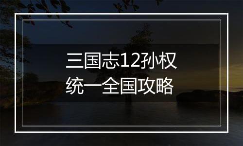 三国志12孙权统一全国攻略