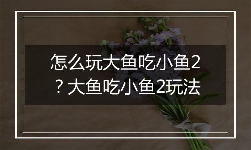 怎么玩大鱼吃小鱼2？大鱼吃小鱼2玩法