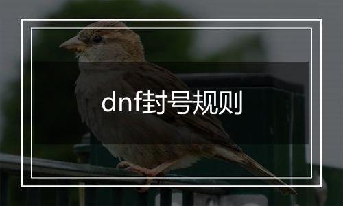 dnf封号规则