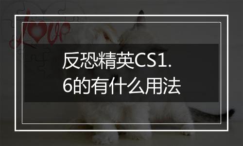 反恐精英CS1.6的有什么用法