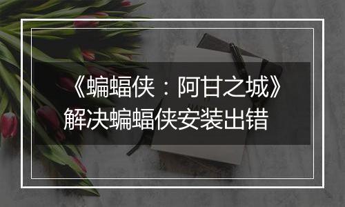 《蝙蝠侠：阿甘之城》解决蝙蝠侠安装出错