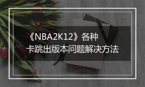 《NBA2K12》各种卡跳出版本问题解决方法