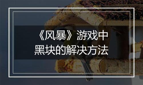 《风暴》游戏中黑块的解决方法