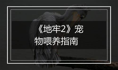 《地牢2》宠物喂养指南