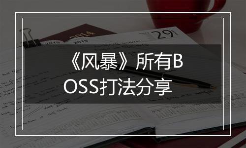 《风暴》所有BOSS打法分享
