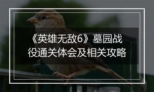 《英雄无敌6》墓园战役通关体会及相关攻略