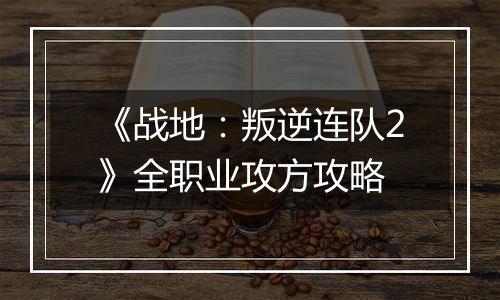 《战地：叛逆连队2》全职业攻方攻略