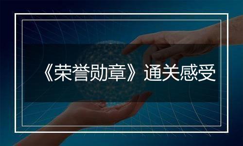 《荣誉勋章》通关感受