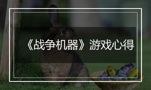 《战争机器》游戏心得
