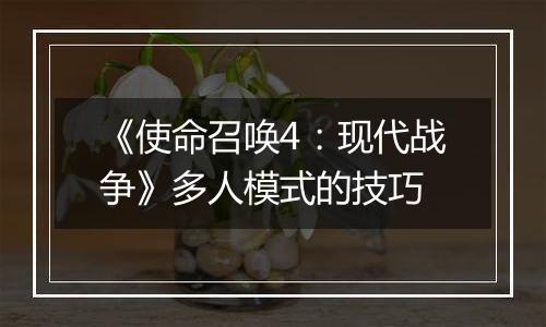 《使命召唤4：现代战争》多人模式的技巧