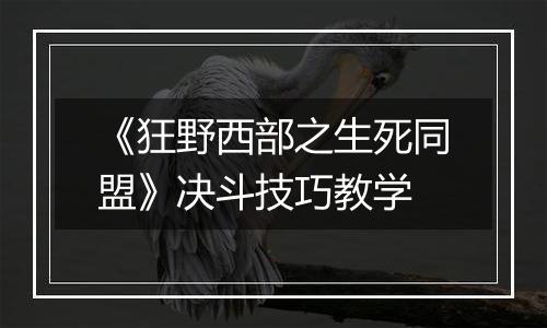 《狂野西部之生死同盟》决斗技巧教学