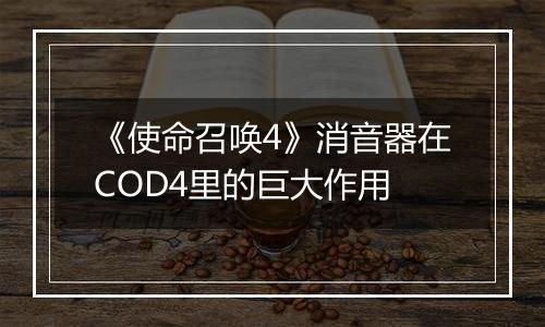 《使命召唤4》消音器在COD4里的巨大作用
