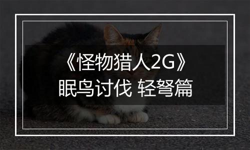 《怪物猎人2G》眠鸟讨伐 轻弩篇