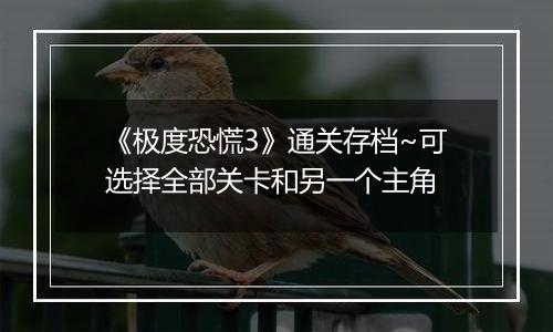 《极度恐慌3》通关存档~可选择全部关卡和另一个主角