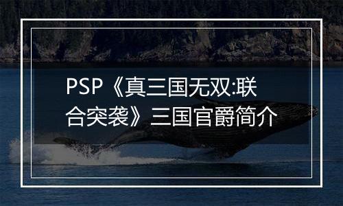 PSP《真三国无双:联合突袭》三国官爵简介