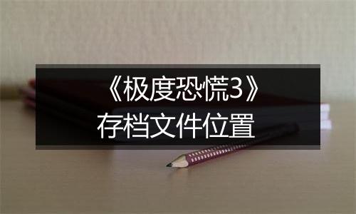 《极度恐慌3》存档文件位置