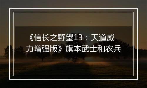 《信长之野望13：天道威力增强版》旗本武士和农兵