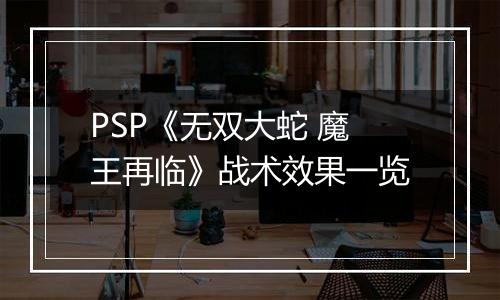 PSP《无双大蛇 魔王再临》战术效果一览