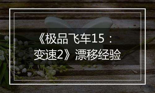 《极品飞车15：变速2》漂移经验