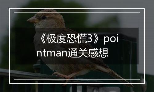 《极度恐慌3》pointman通关感想