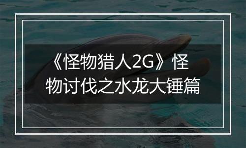 《怪物猎人2G》怪物讨伐之水龙大锤篇