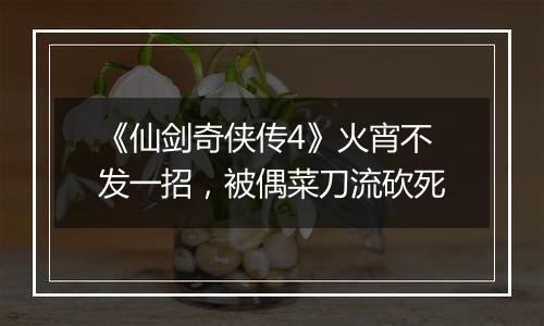 《仙剑奇侠传4》火宵不发一招，被偶菜刀流砍死