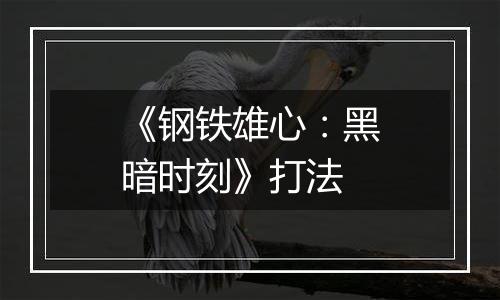 《钢铁雄心：黑暗时刻》打法