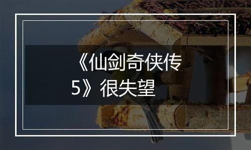 《仙剑奇侠传5》很失望