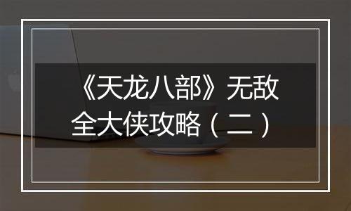 《天龙八部》无敌全大侠攻略（二）