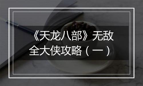 《天龙八部》无敌全大侠攻略（一）