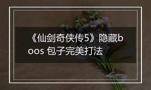 《仙剑奇侠传5》隐藏boos 包子完美打法