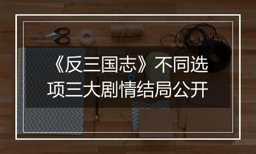 《反三国志》不同选项三大剧情结局公开