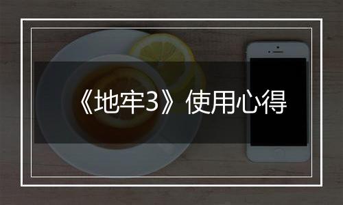 《地牢3》使用心得