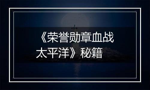 《荣誉勋章血战太平洋》秘籍
