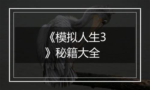 《模拟人生3》秘籍大全