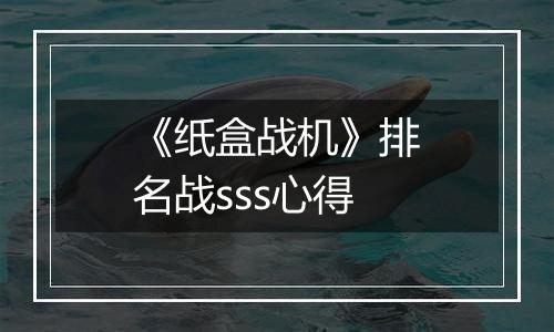 《纸盒战机》排名战sss心得